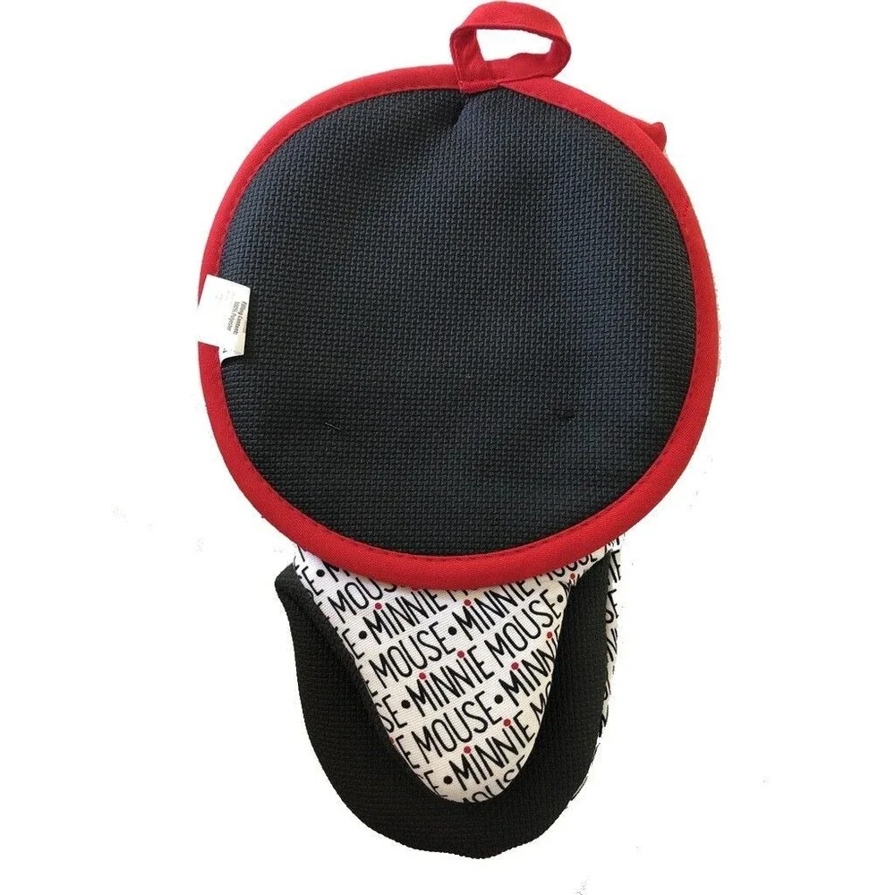 Disney Minnie Mouse Oven Mitt Potholder Set of 2 Neoprene 100% Cotton